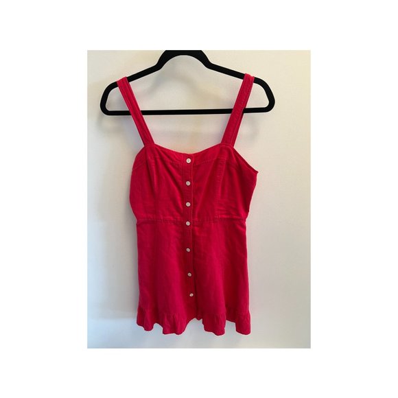 Red Button Down Mini Dress - Picture 1 of 8